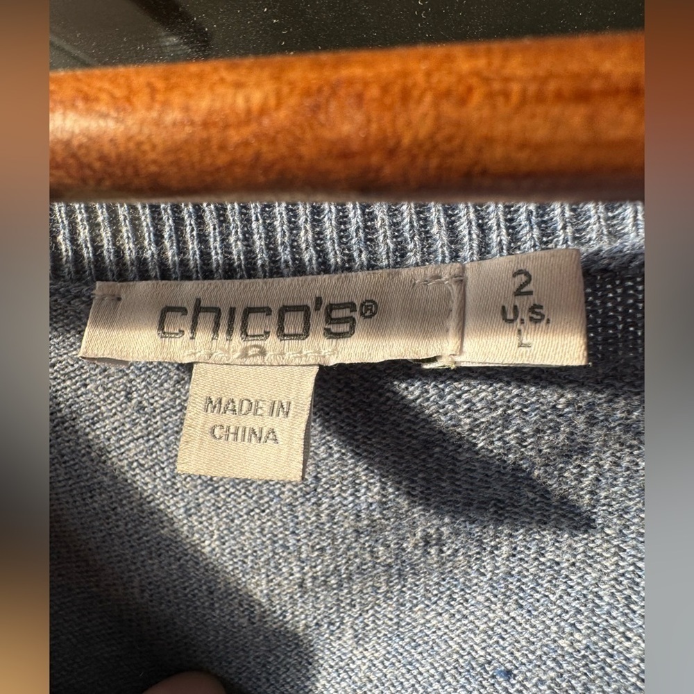 Chicos 100% Cotton Bohemian Ballon Sleeve Blouse Size Large - Picture 4 of 5